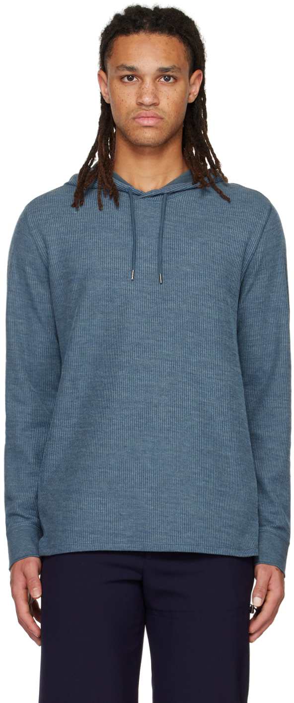 Blue Thermal Hoodie by Vince on Sale