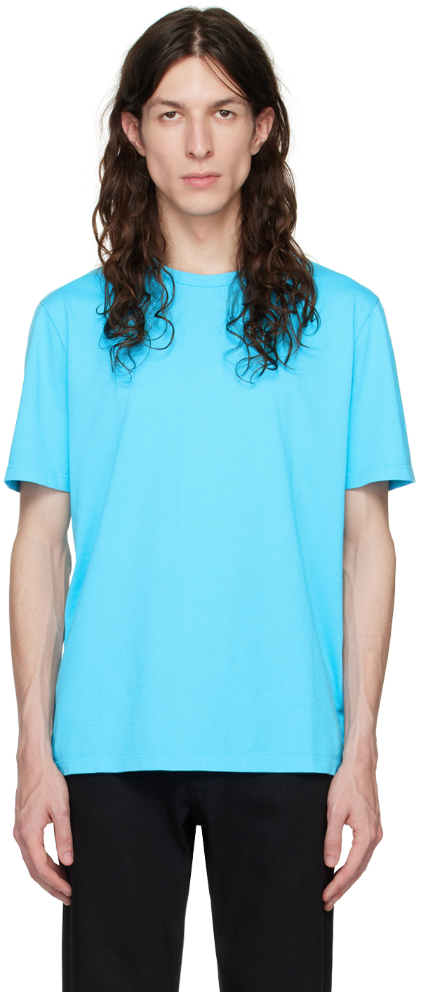 Shop Vince Blue Garment-dyed T-shirt In Washed Fountain-442w