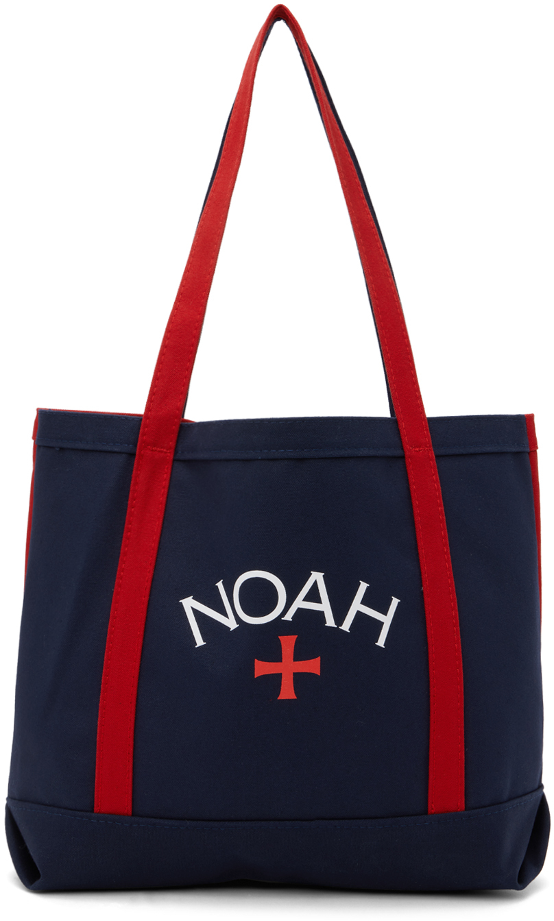 Noah Navy & Red Classic Core Logo Tote In Navy/red
