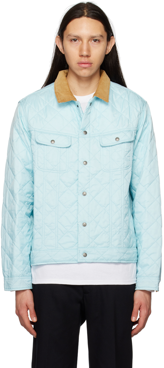 Blue Quilted Trucker Jacket
