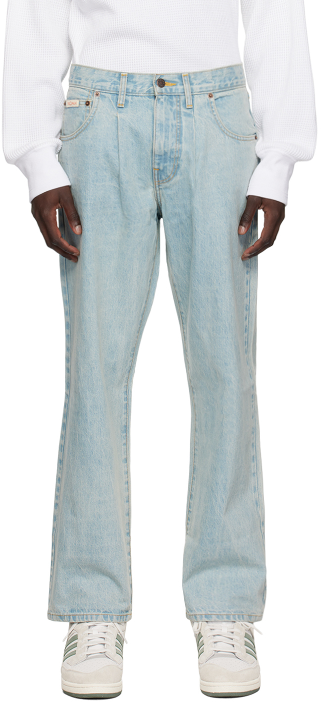 Noah: Blue Pleated Jeans | SSENSE