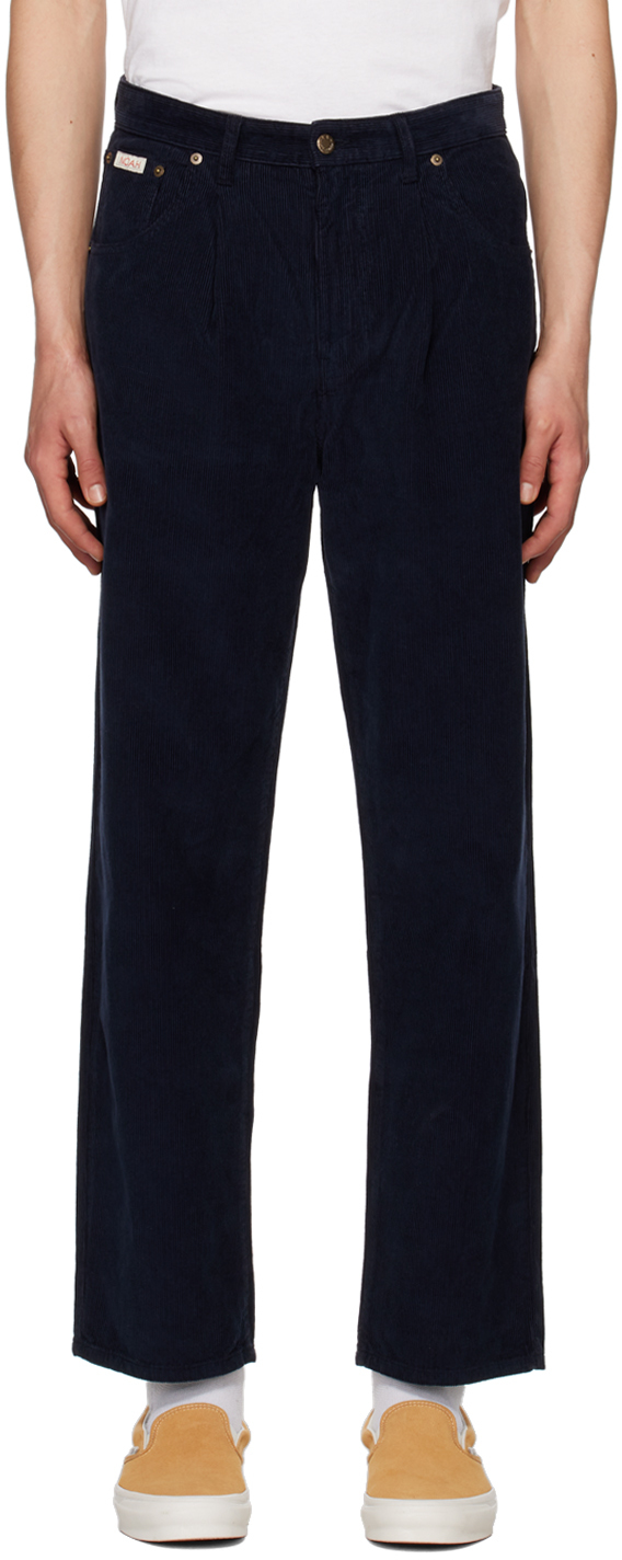 Noah Navy Pleated Trousers