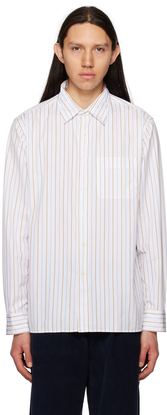 Noah White Oversized Dress Shirt In White/stripes