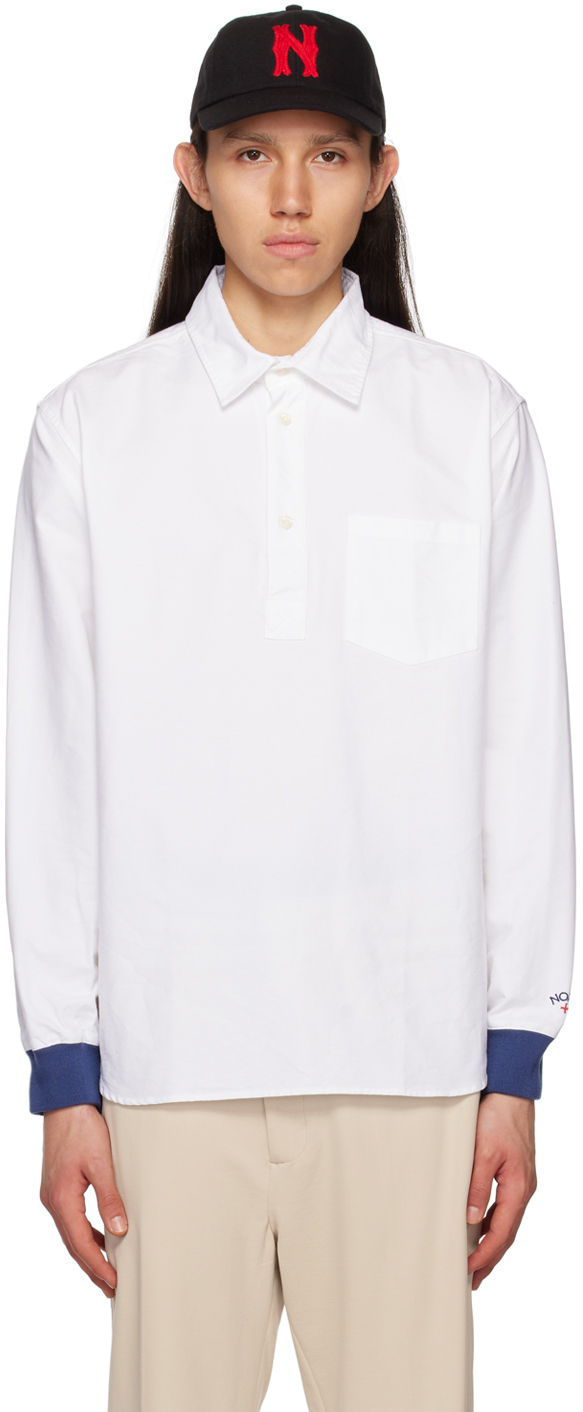 Noah White Pullover Shirt In White/navy
