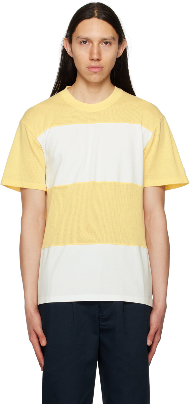 Noah Yellow & White Stripe T-shirt In Yellow/white