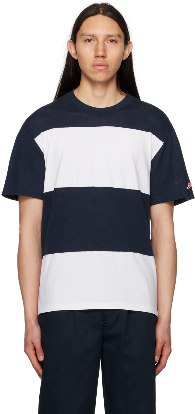 Noah Navy & White Stripe T-shirt In Navy/white