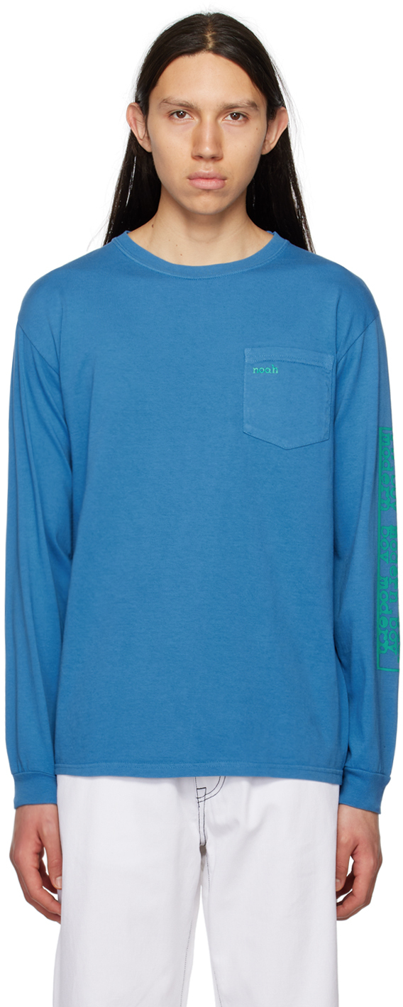 Noah Blue Modern Boy Long Sleeve T-shirt In Cornflower Blue