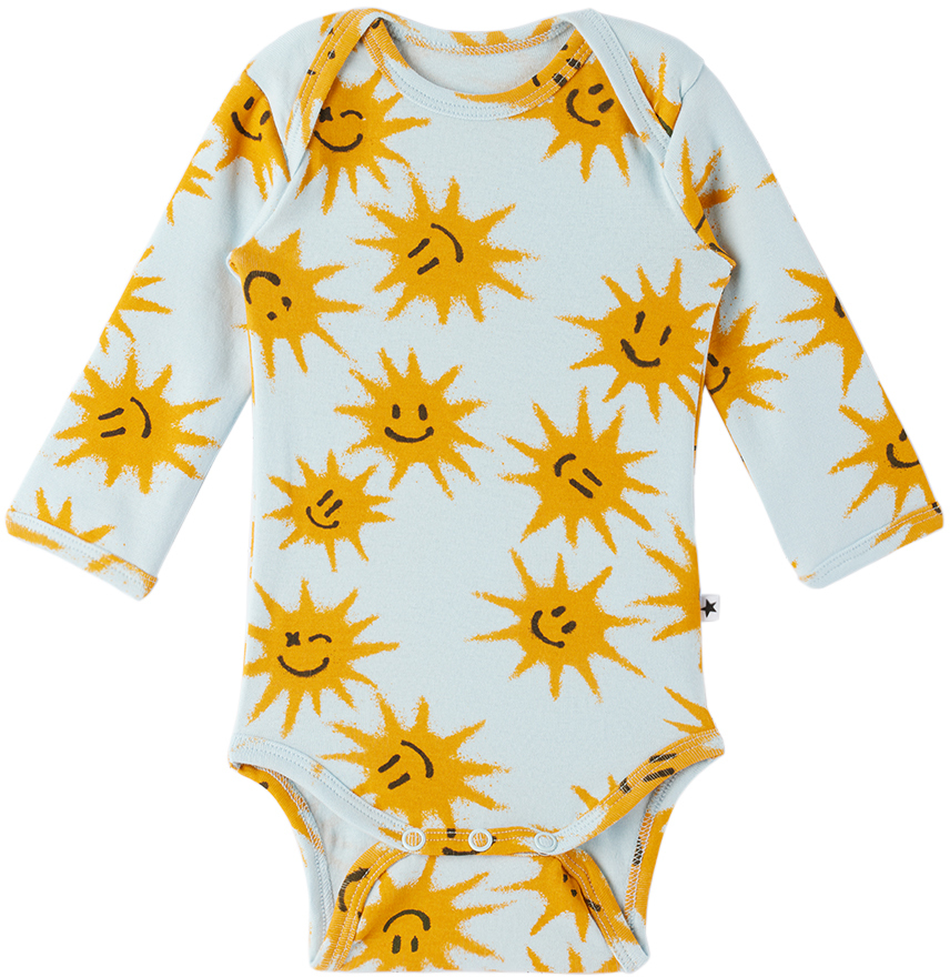 Molo Kids' Baby Blue Faros Bodysuit In 6754 Sunny Smiles