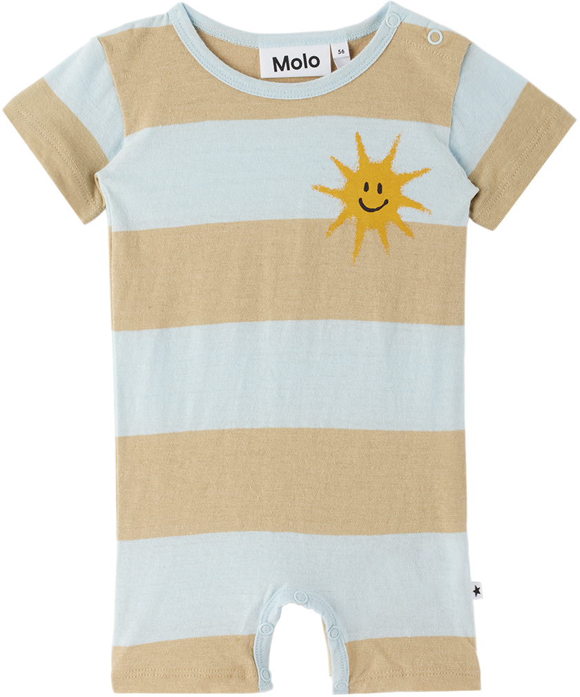 Molo Baby Blue Finn Bodysuit In 6778 Iced Blue Strip