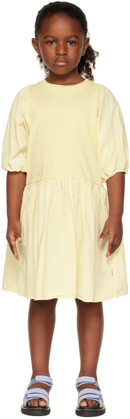 Shop Molo Kids Yellow Cece Dress In 8698 Vanilla