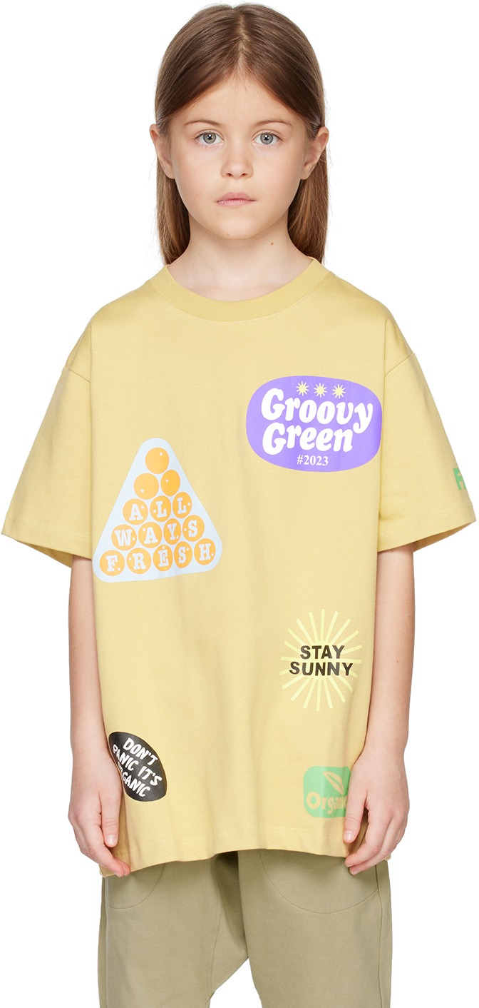 Molo Kids Yellow Rodney T-shirt In 3249 Fruit Stickers