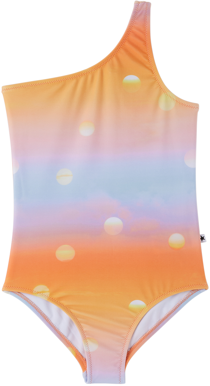 Molo Kids Orange & Blue Nai One-piece Swimsuit In 6686 Sun