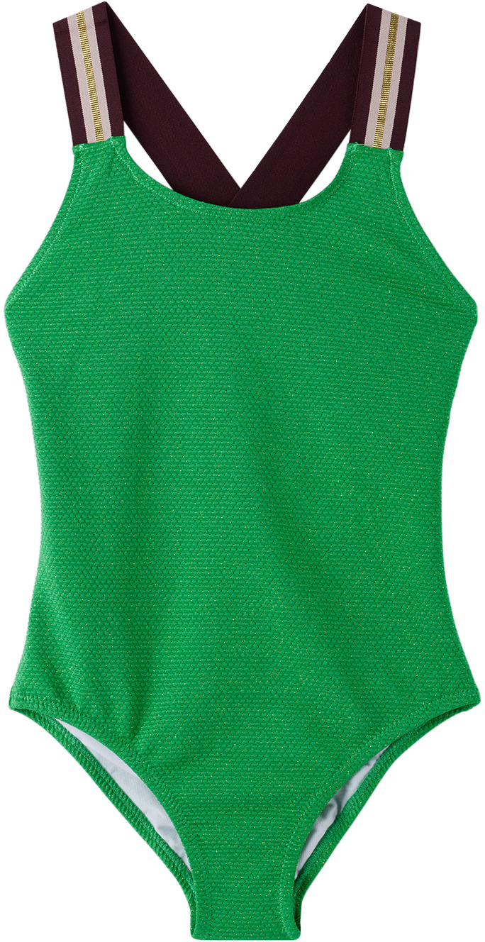 Molo Kids Green Neve One-piece Swimsuit In 8471 Green Bee