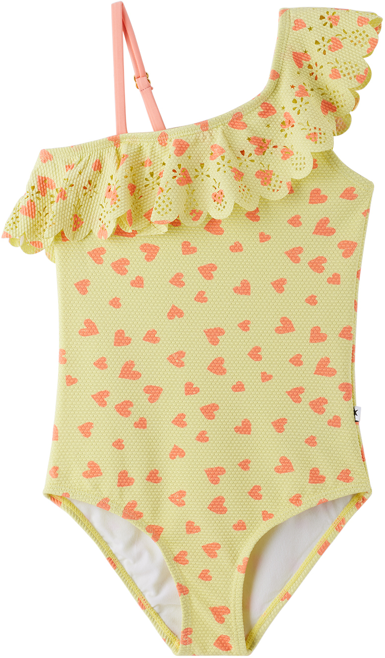 Yellow Polka Dot One-piece Swimsuit / Leotard / Bodysuit 