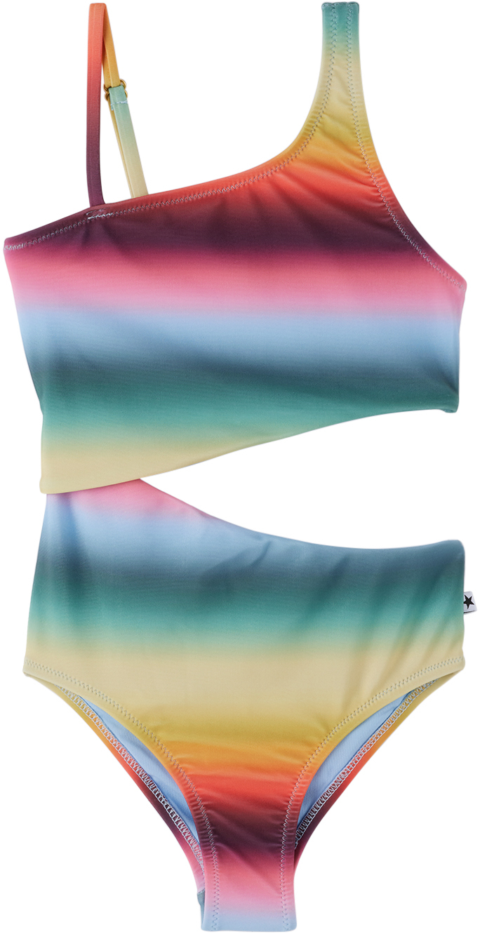 Molo Kids Multicolor Naan One-piece Swimsuit In Rainbow Mist