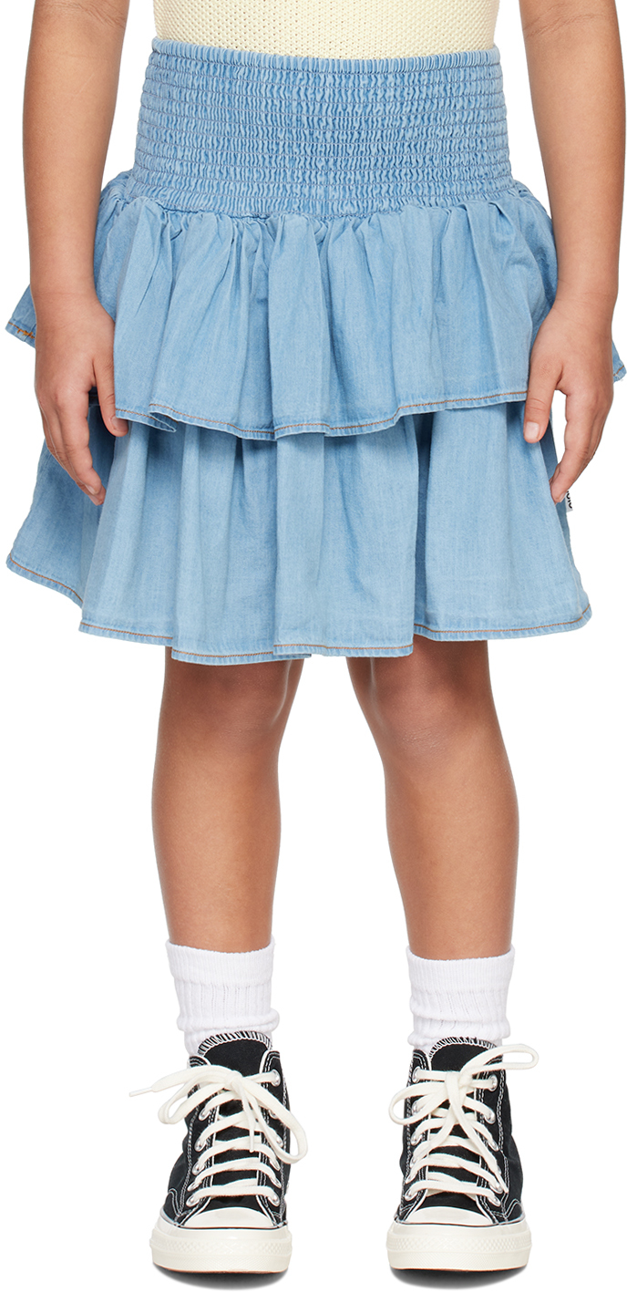 Molo Kids' Bonita Cotton Chambray Skirt In Blue