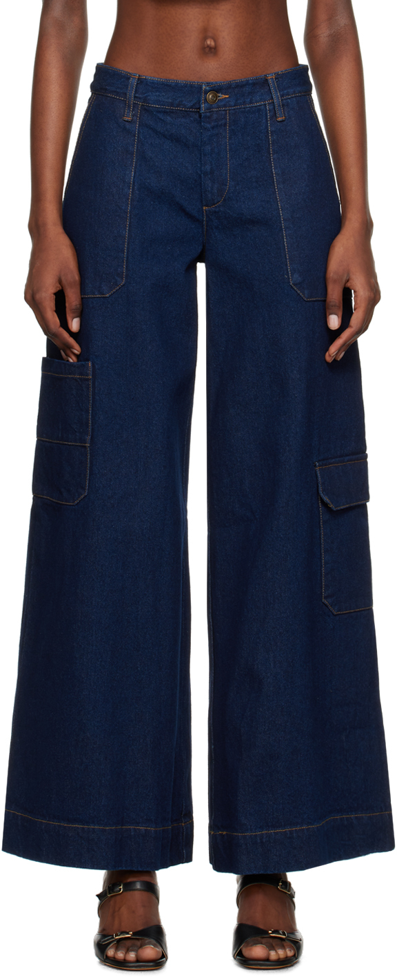Bec & Bridge Blue Roxanne Ultra Wide Jeans In Denim