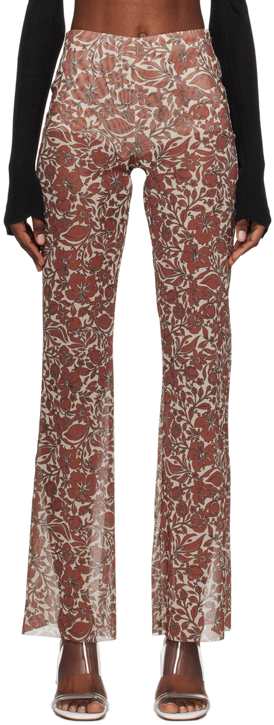 Bec & Bridge Red & Beige Priya Trousers In Brown