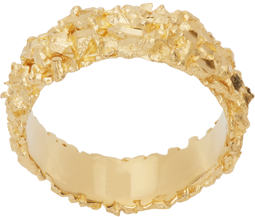 Gold Thin Pebbled VC007 Ring by Veneda Carter on Sale