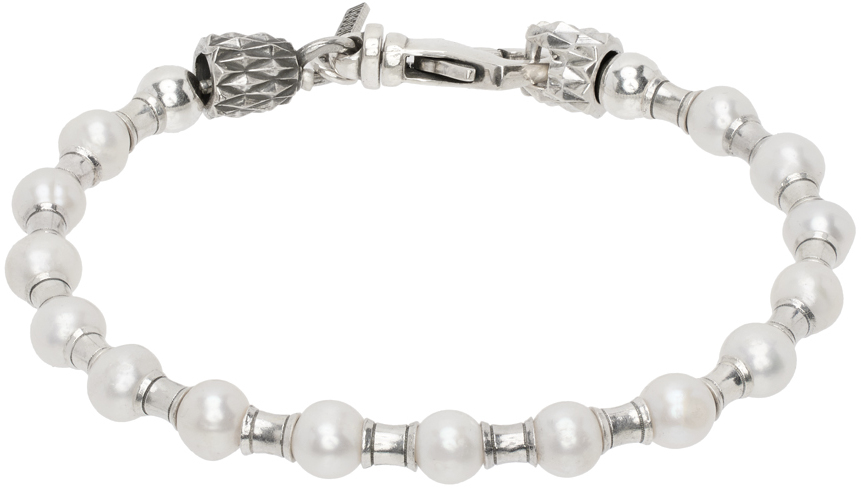 Emanuele Bicocchi Silver Pearl & Spacers Bracelet