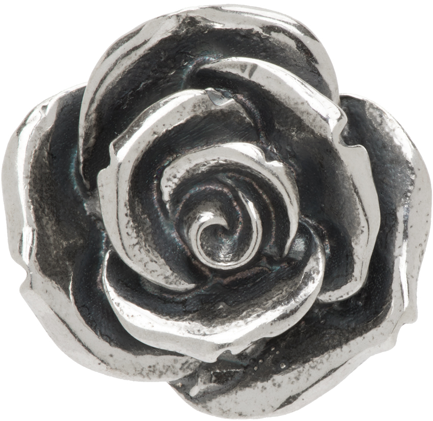 Emanuele Bicocchi Silver Rose Single Stud Earring In Silver