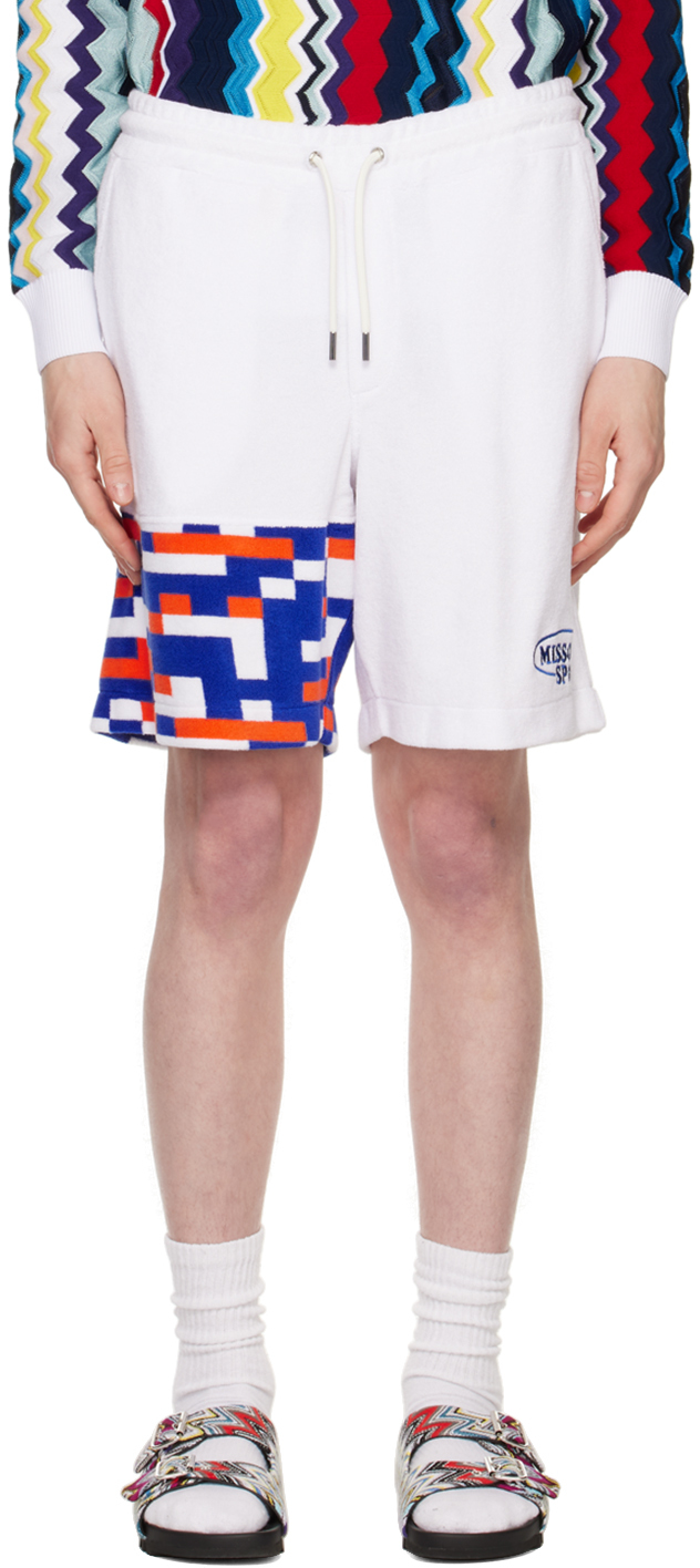 Missoni White Embroidered Shorts In S017d White And Mult