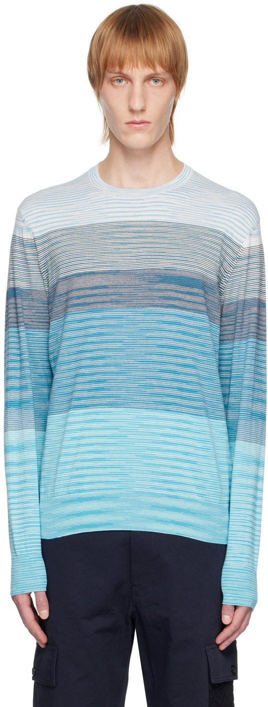Missoni Blue Striped Sweater In S7294 White And Ligh