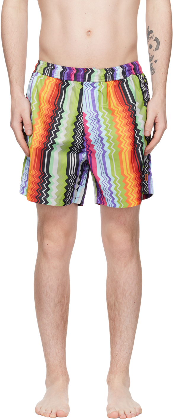 Shop Missoni Multicolor Printed Swim Shorts In S505w Multicolor Vio