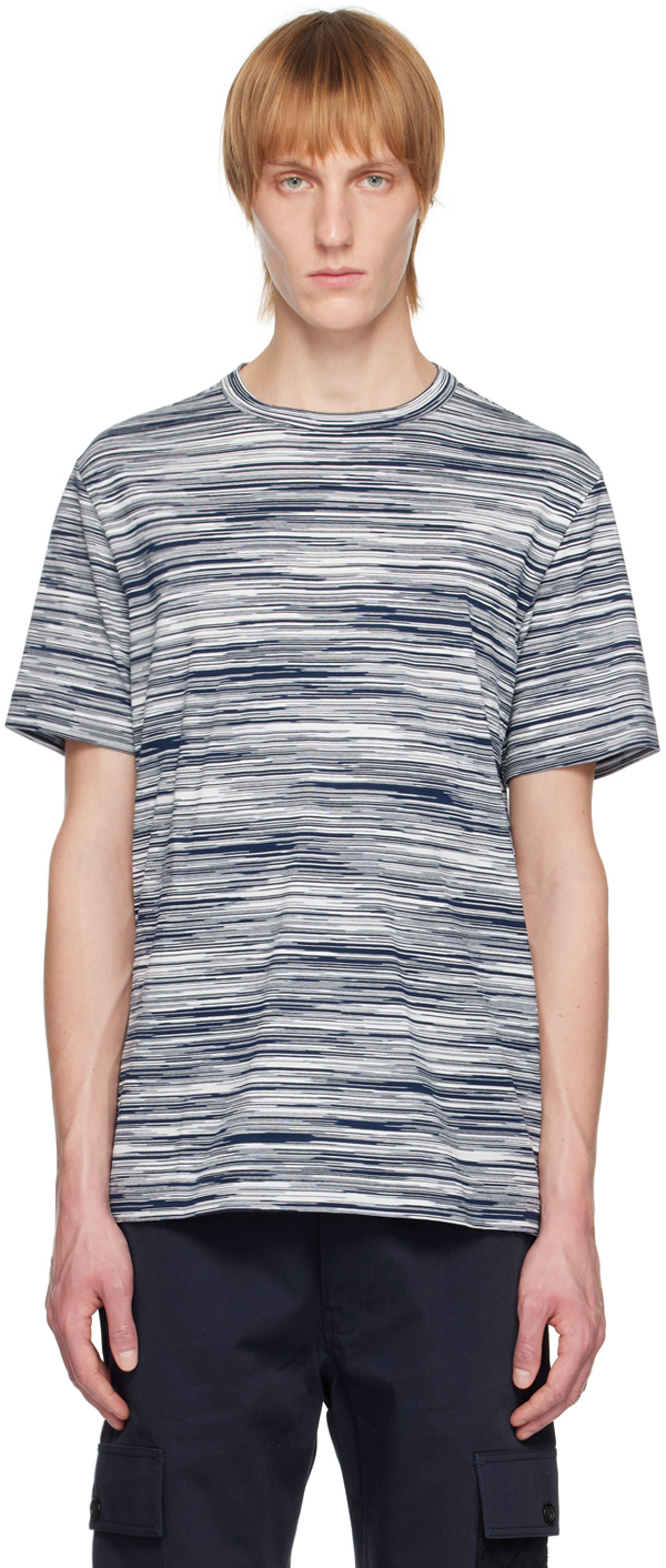 Shop Missoni Navy & White Striped T-shirt In F703i Space-dyed Nav