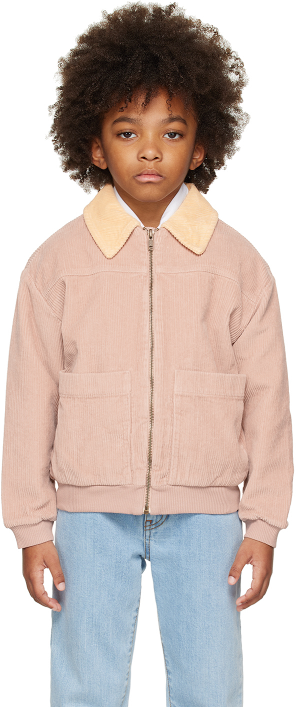 Repose Ams Kids Pink Spread Collar Bomber Jacket In Mauve Rose