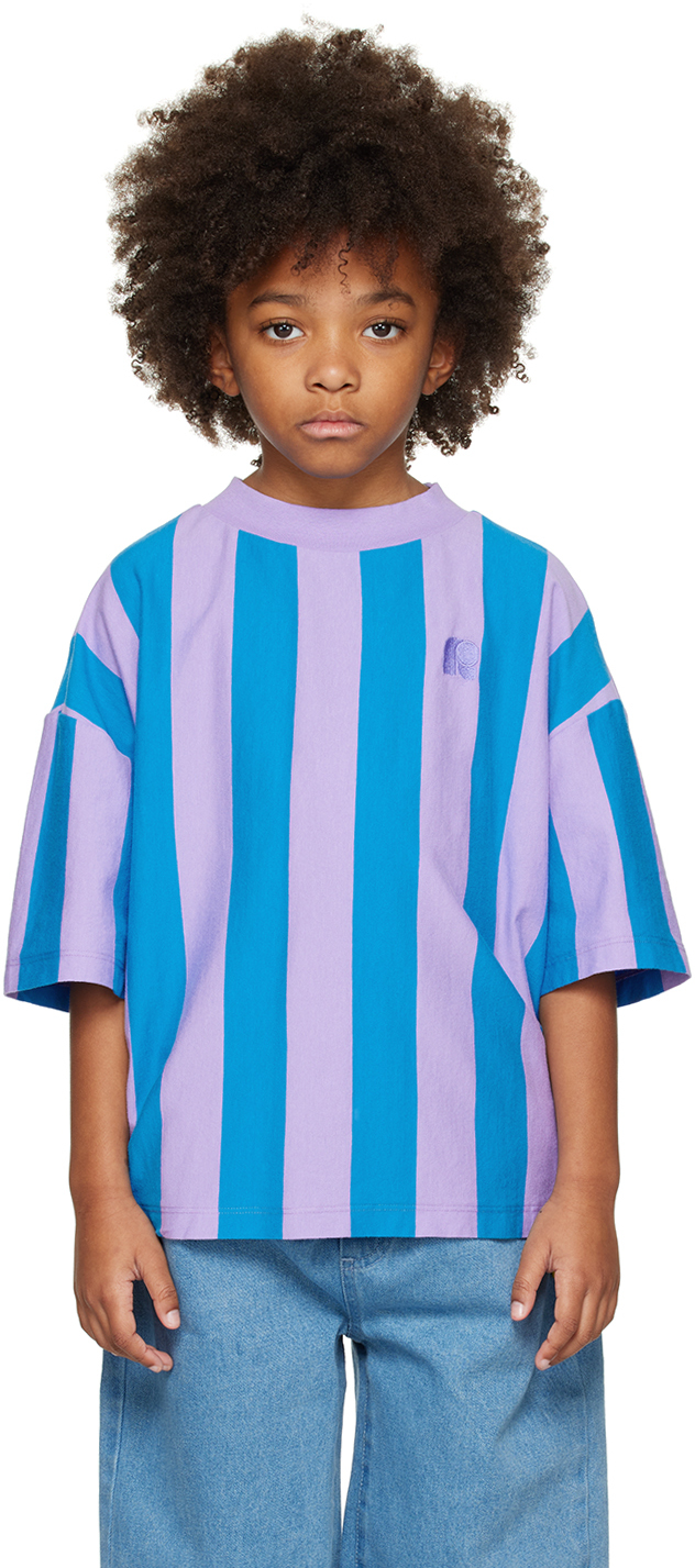 Repose Ams Kids Blue & Purple Oversized T-shirt In Bright Blue Block St