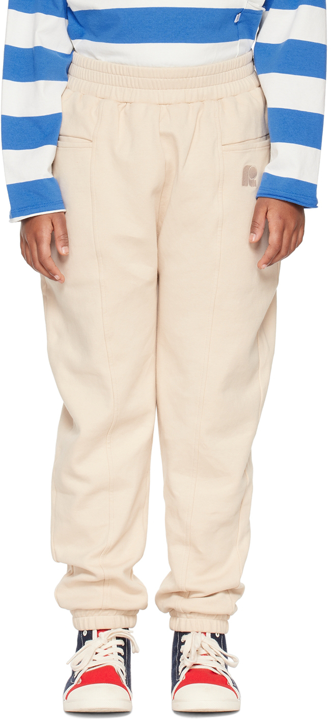 Repose Ams Babies' Kids Beige Relax Lounge Trousers In Ivory Sand