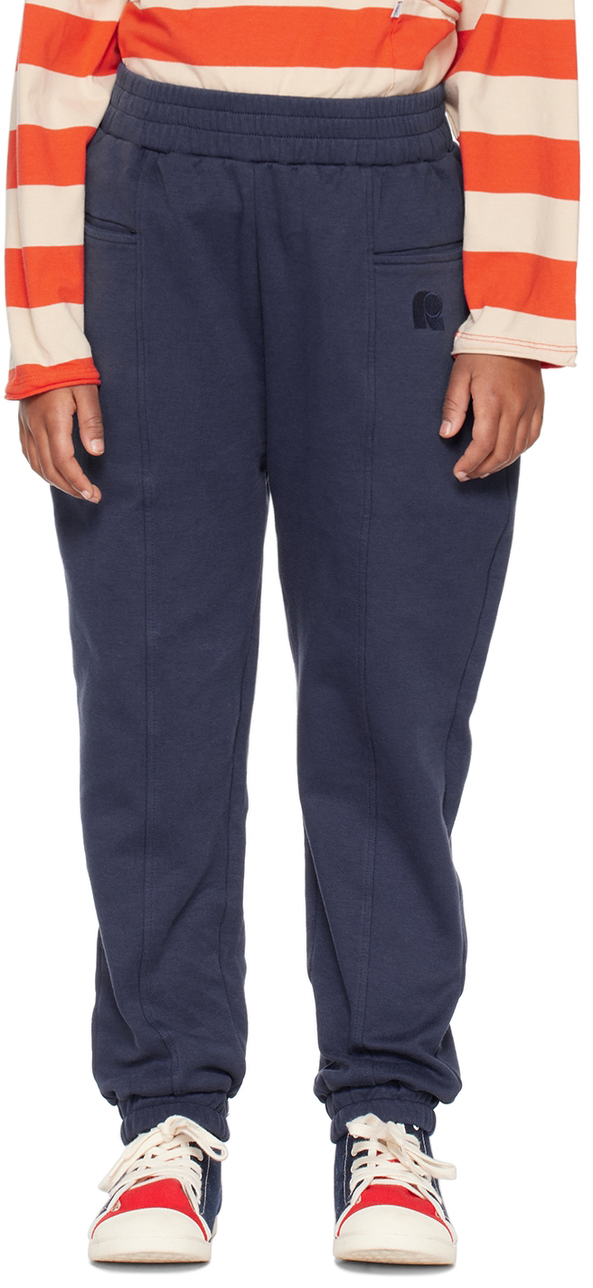 Repose Ams Kids Navy Relax Lounge Trousers In Blue Depth