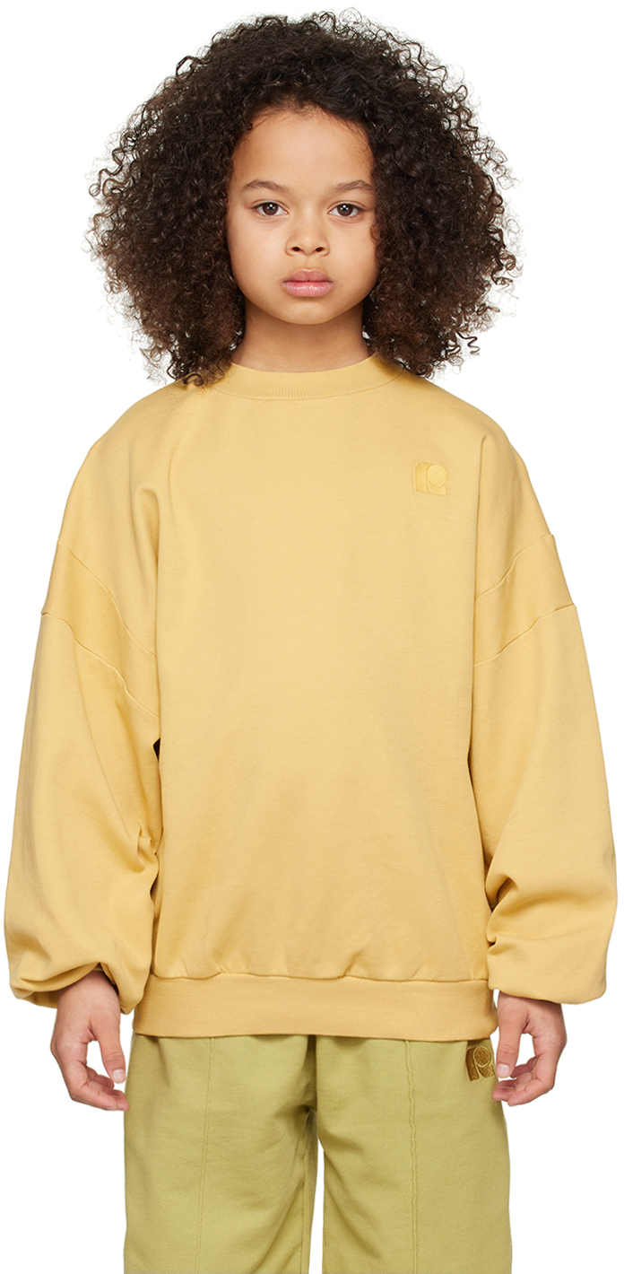 Repose Ams Kids Yellow Crewneck Sweatshirt In Faded Gold