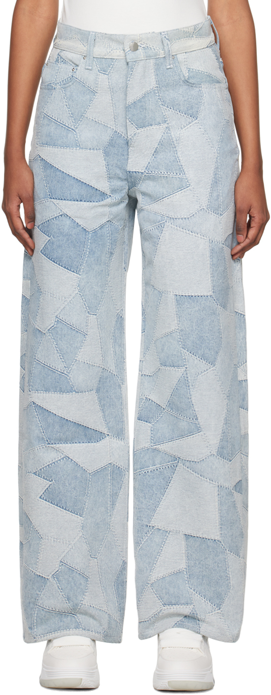 AMIRI: Blue Patchwork Jeans | SSENSE UK
