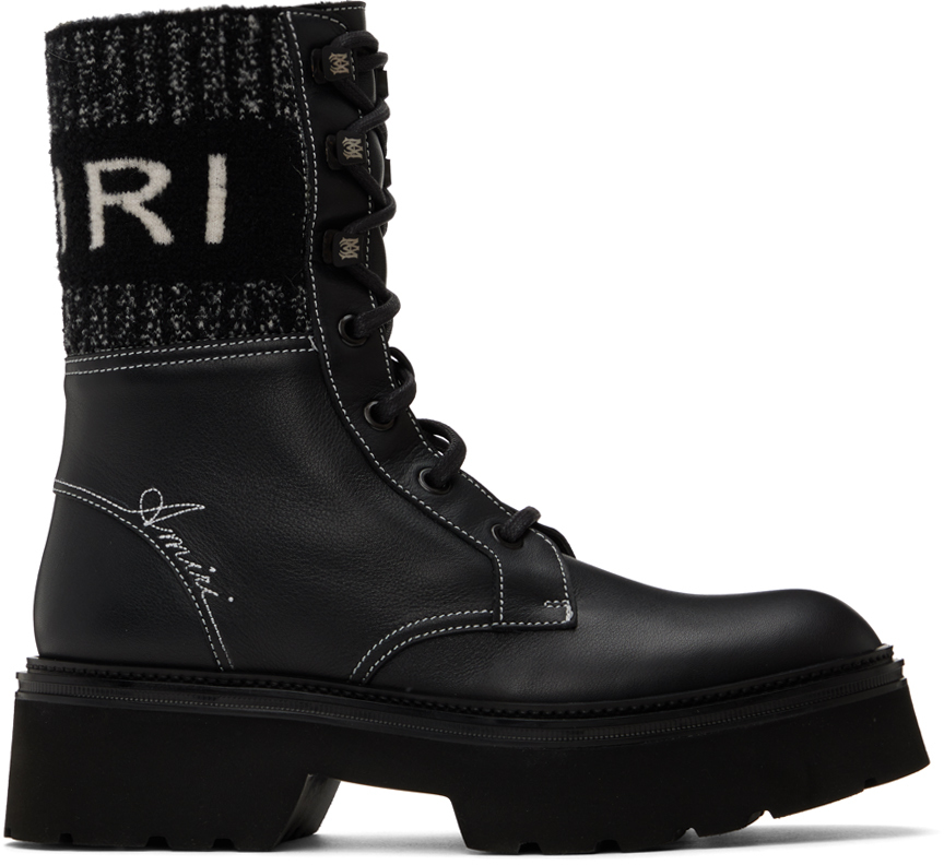 Amiri Leather Lace-up Boots In Black