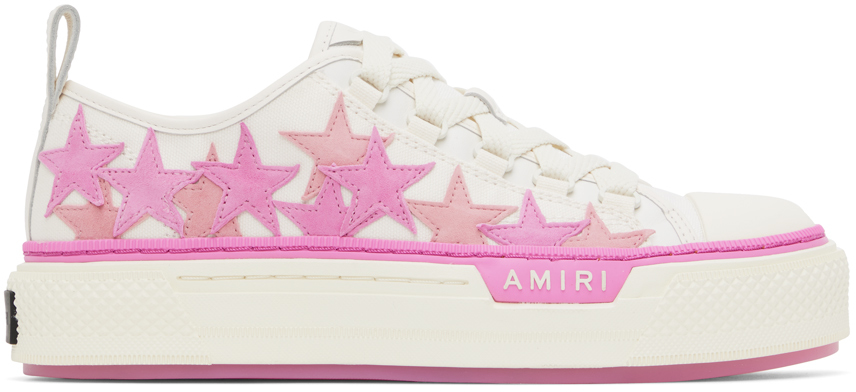 AMIRI White & Pink Stars Court Sneakers