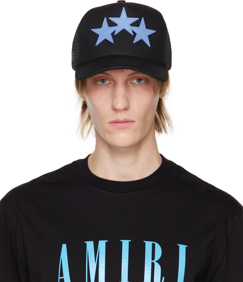 AMIRI BLACK THREE STAR TRUCKER CAP