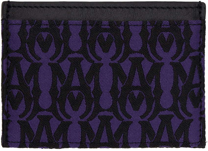 Amiri Black & Purple Jacquard Card Holder In Purple-jacquard / Na