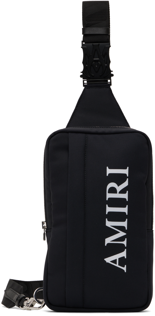 Amiri Black Sling Messenger Bag In Black-nylon / Nappa