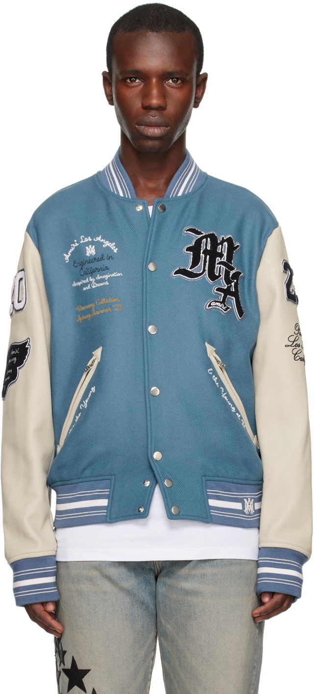 Amiri Oversized Varsity Jacket In Bluefin