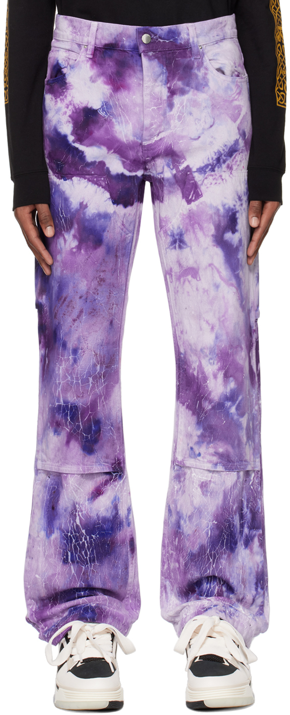 Amiri Purple Cracked Carpenter Jeans In Purple-14 oz Italian