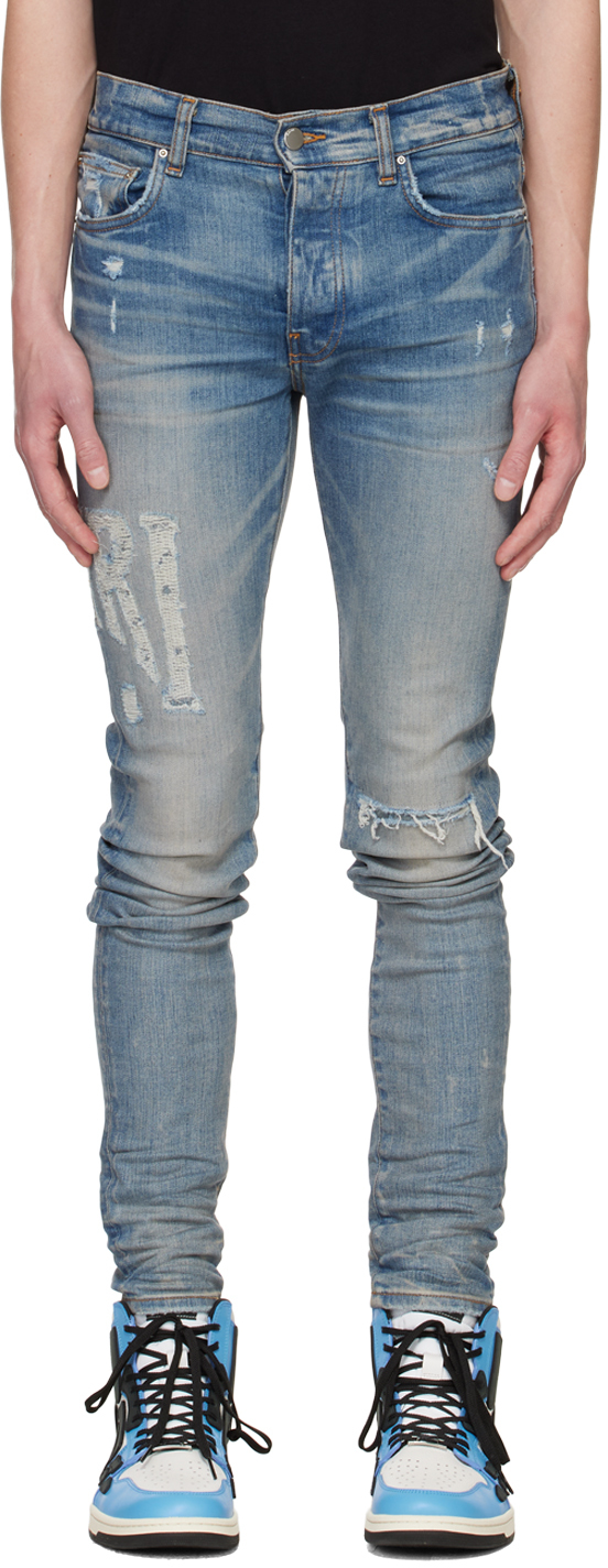 Amiri Indigo Distressed Jeans In Clay Indigo-12 oz It