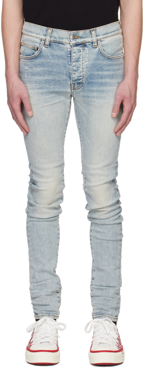Amiri Stack Low-rise Skinny Jeans In Blue