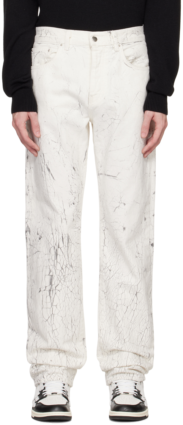 AMIRI: Off-White Mud Crack Jeans | SSENSE UK