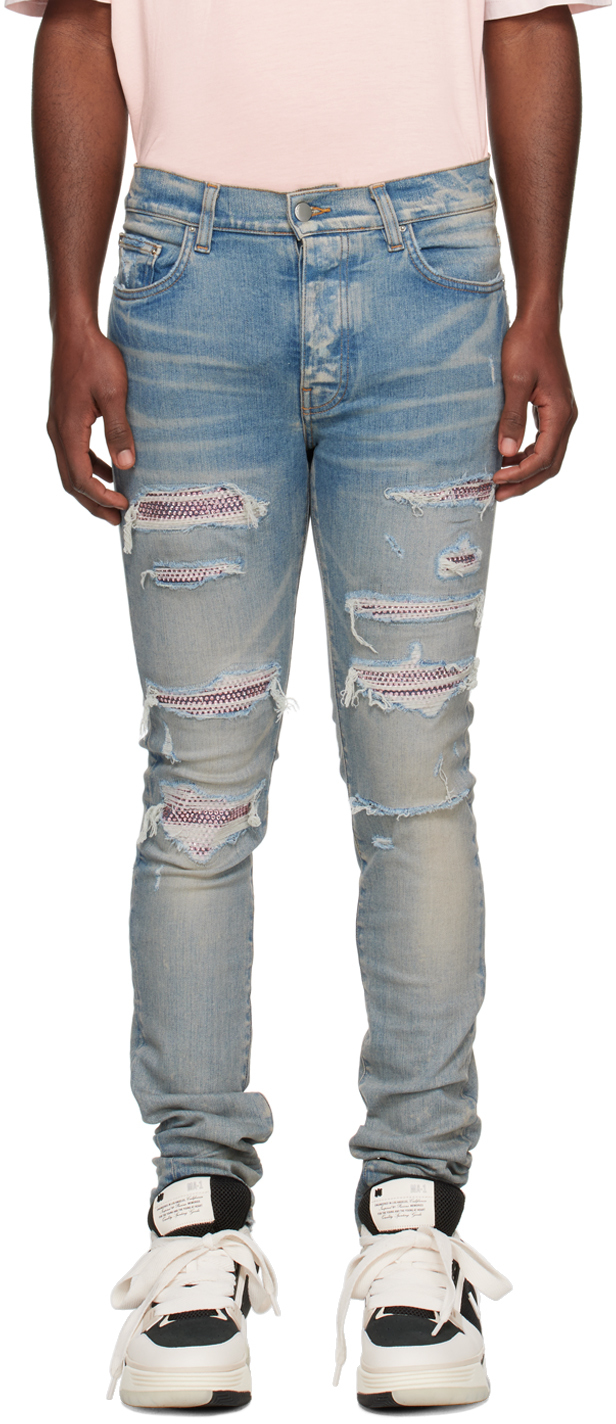 AMIRI: Indigo Crystal Thrasher Jeans | SSENSE