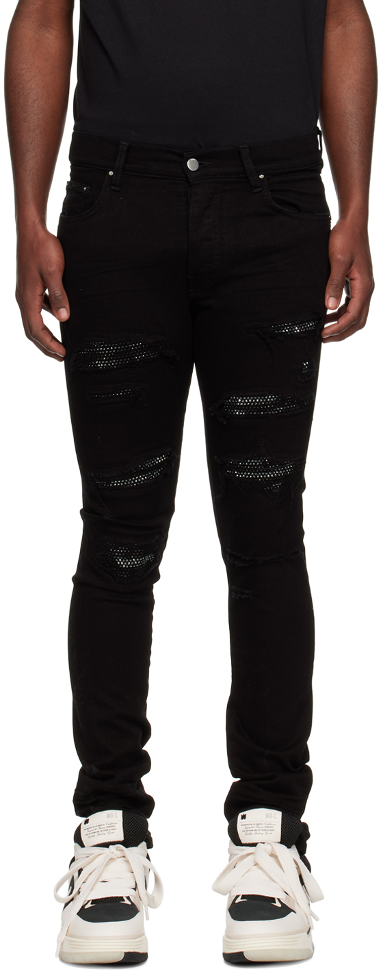 AMIRI: Black Crystal Thrasher Jeans | SSENSE