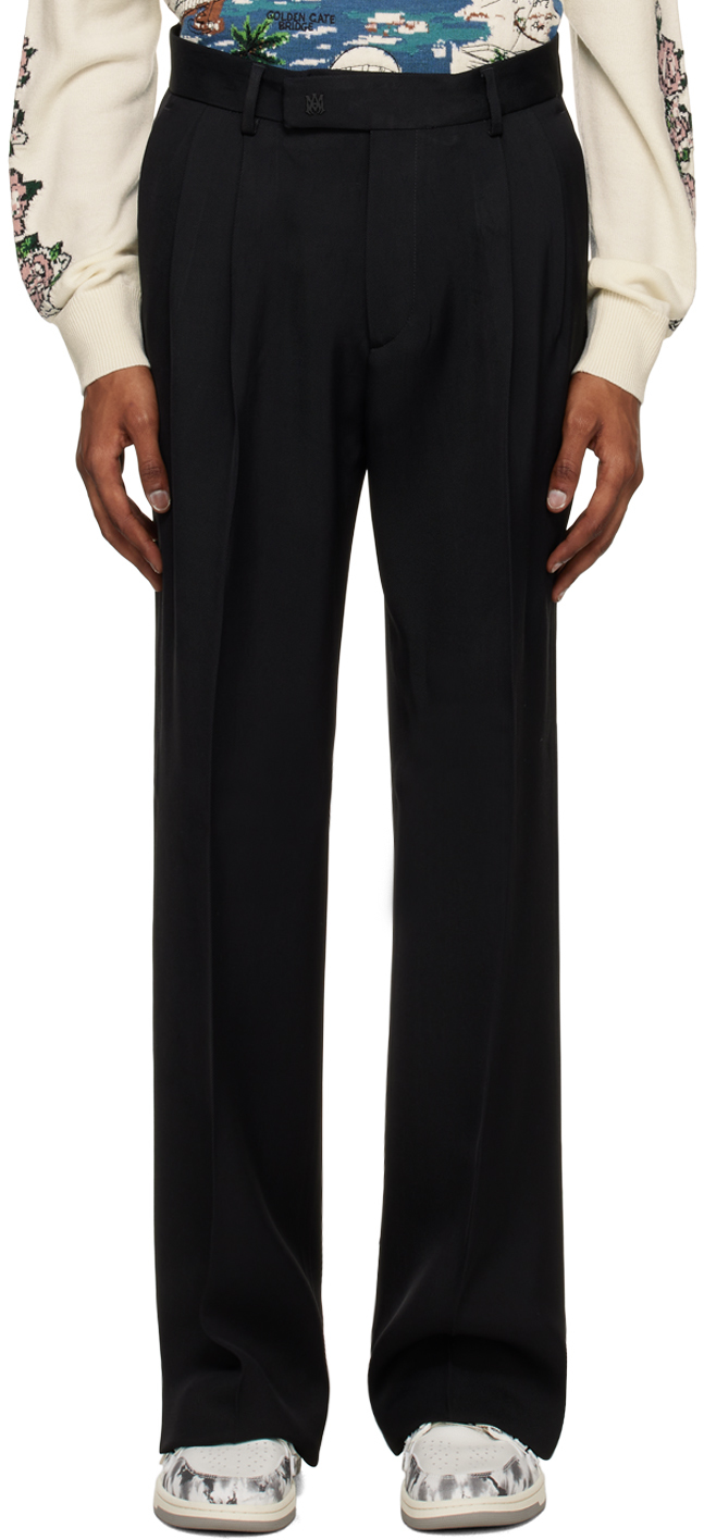 Black Double Pleated Trousers