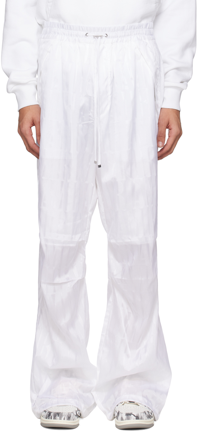Amiri White Baggy Trousers In White-nylon Jacquard
