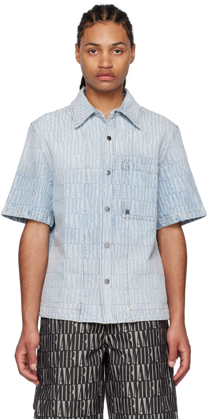 AMIRI: Blue Jacquard Denim Shirt
